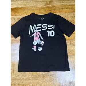 Messi #10 Kids T Shirt Youth Black Pink Soccer Graphic Tee World Cup Small